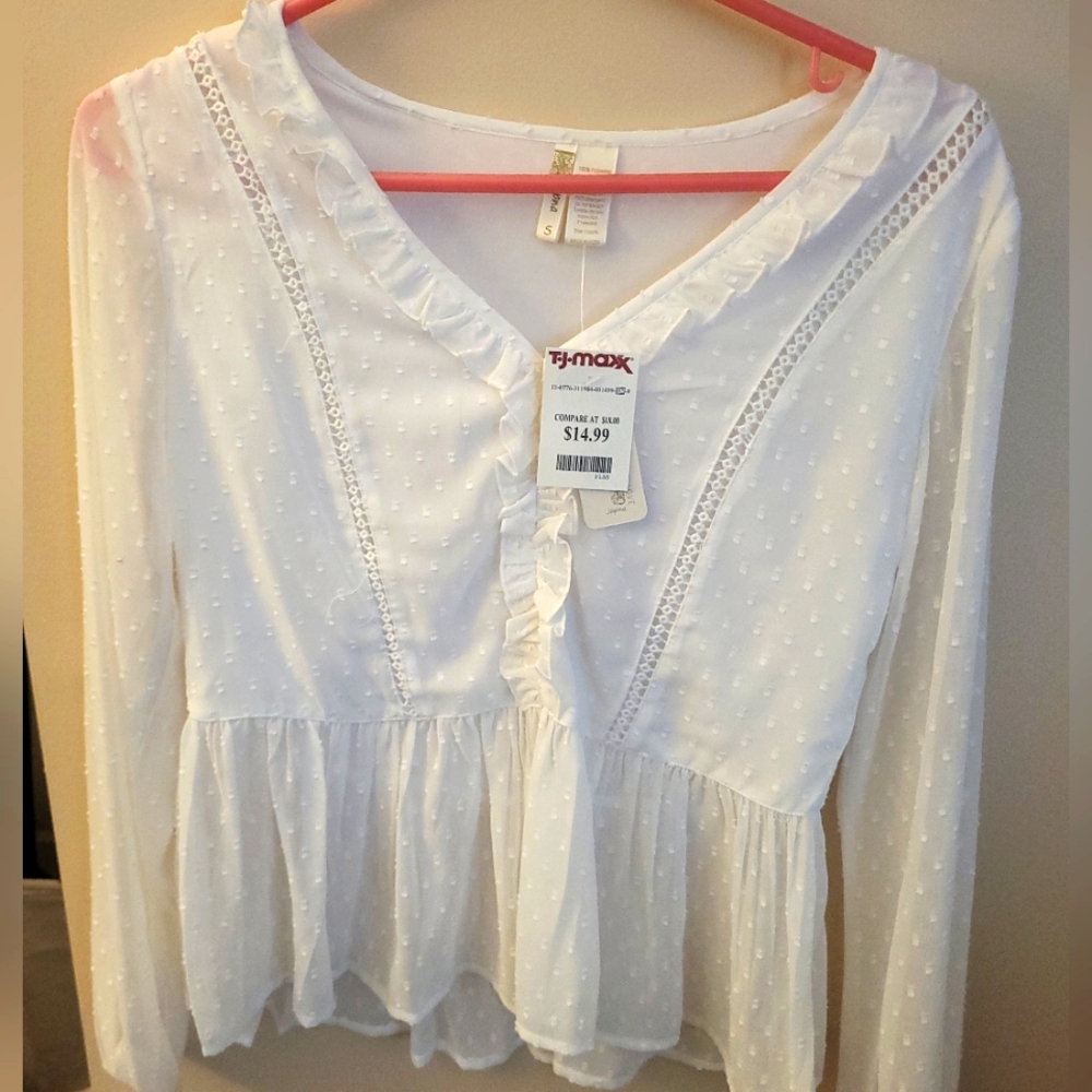 White Ruffled Women's Blouse